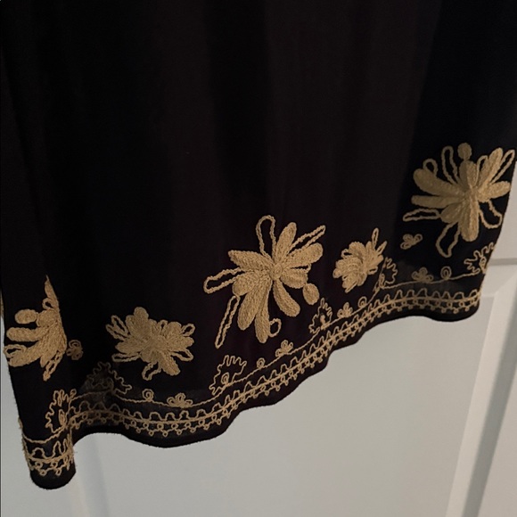 Free People Black Tunic with Gold Floral Embroidery - Picture 4 of 8